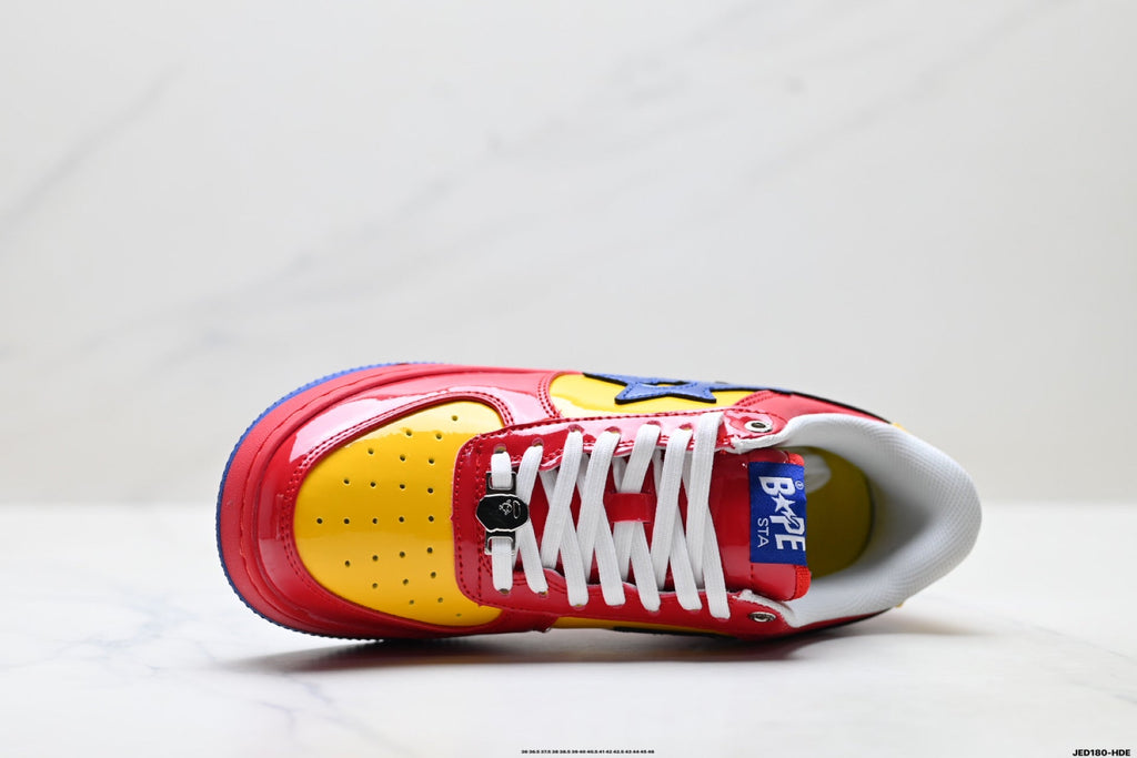 BAPE STA Low-Top Sneakers – Red/Yellow/Blue