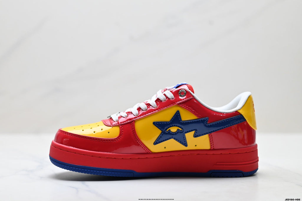 BAPE STA Low-Top Sneakers – Red/Yellow/Blue