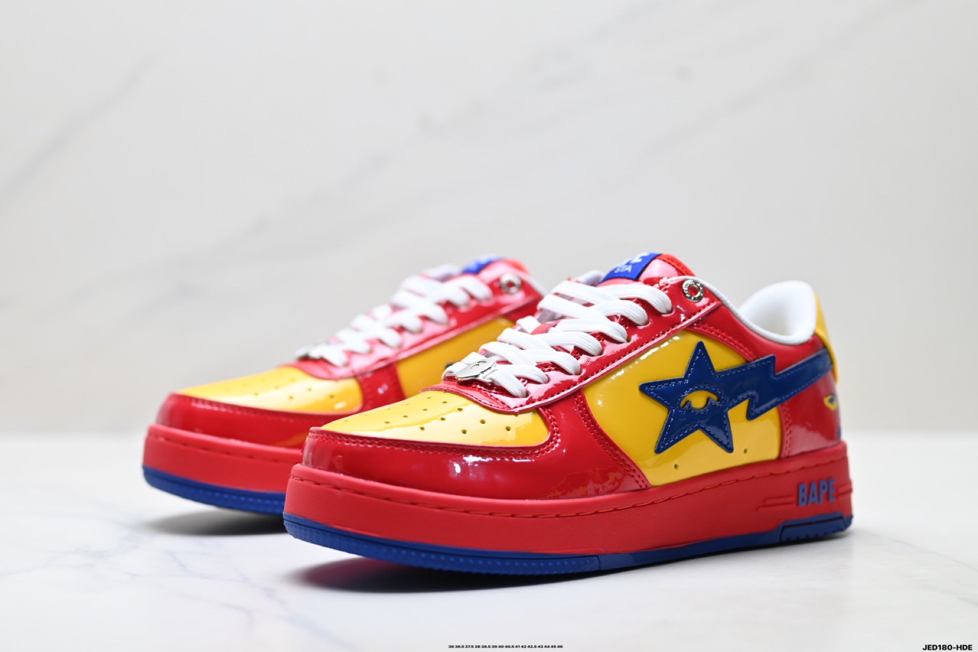 BAPE STA Low-Top Sneakers – Red/Yellow/Blue