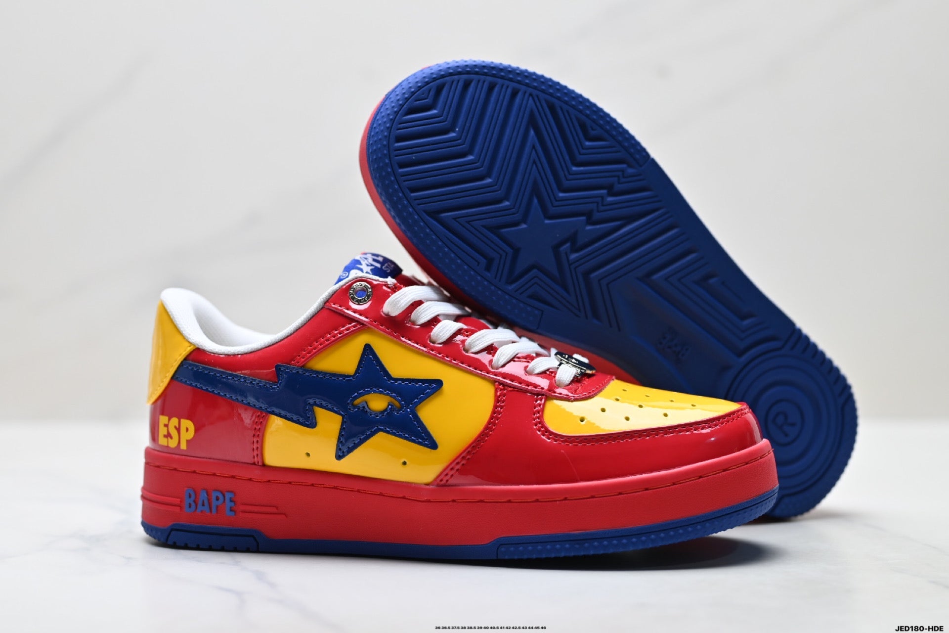 BAPE STA Low-Top Sneakers – Red/Yellow/Blue
