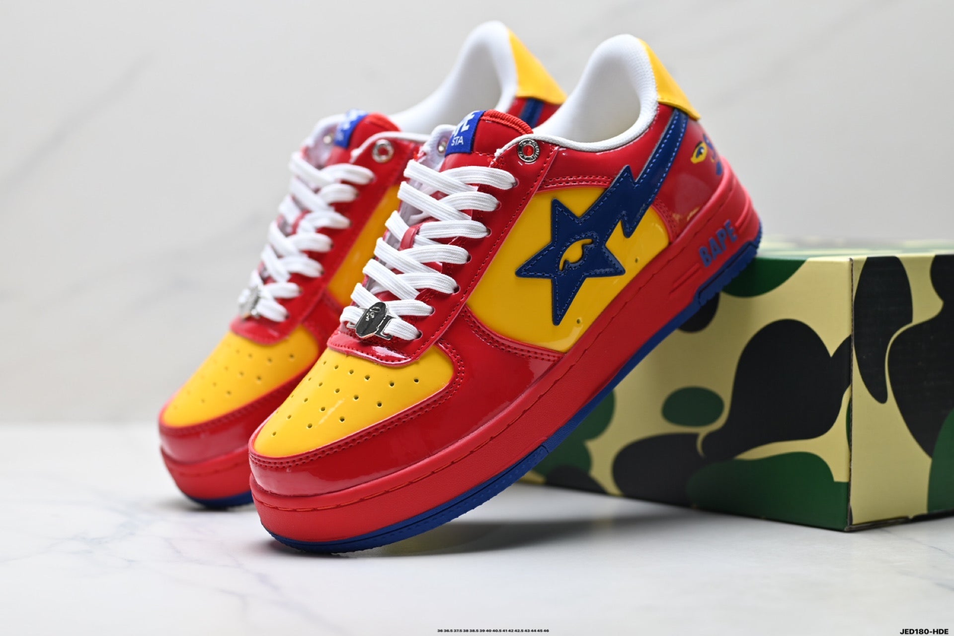 BAPE STA Low-Top Sneakers – Red/Yellow/Blue