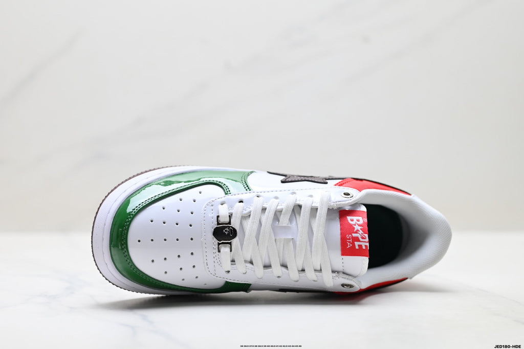 BAPE STA Low-Top Sneakers – Red/Green/White