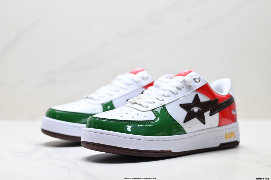 BAPE STA Low-Top Sneakers – Red/Green/White