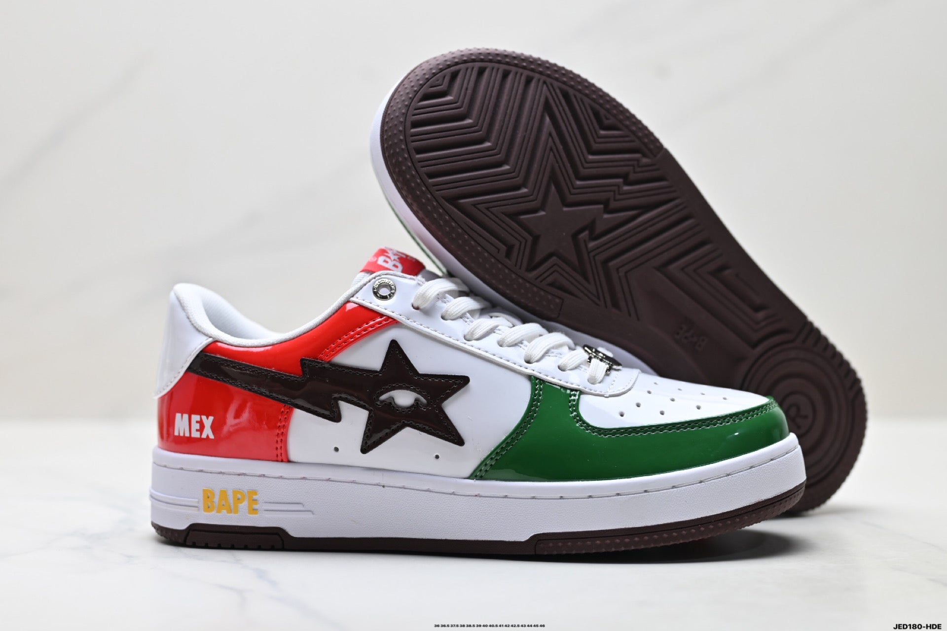 BAPE STA Low-Top Sneakers – Red/Green/White