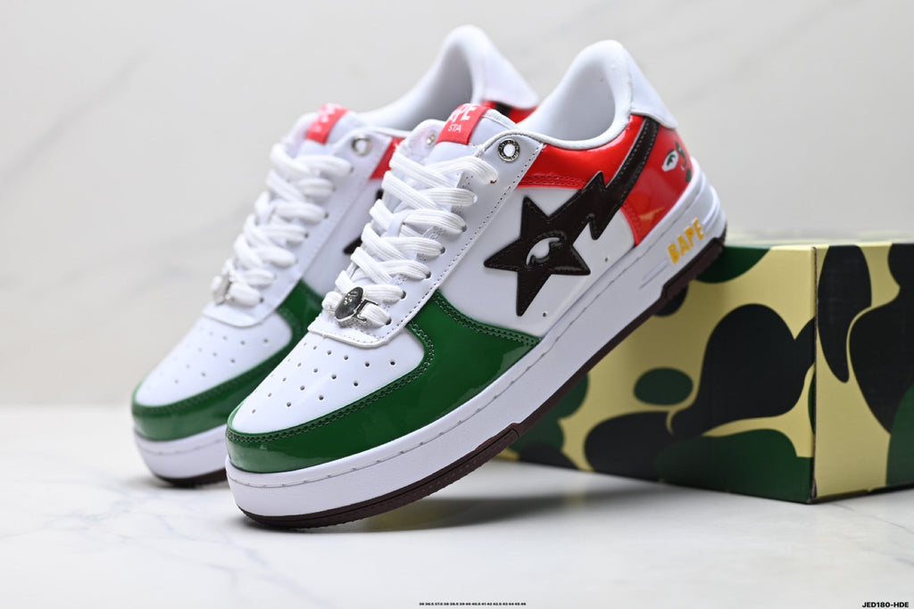 BAPE STA Low-Top Sneakers – Red/Green/White