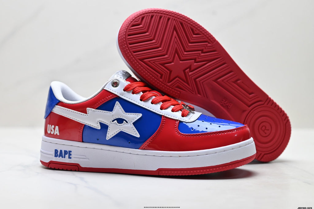BAPE STA Low-Top Sneakers – Red/Blue