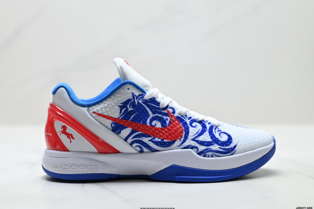 Nike Kobe 6 Protro Low-Top Basketball Shoes – White Blue Red