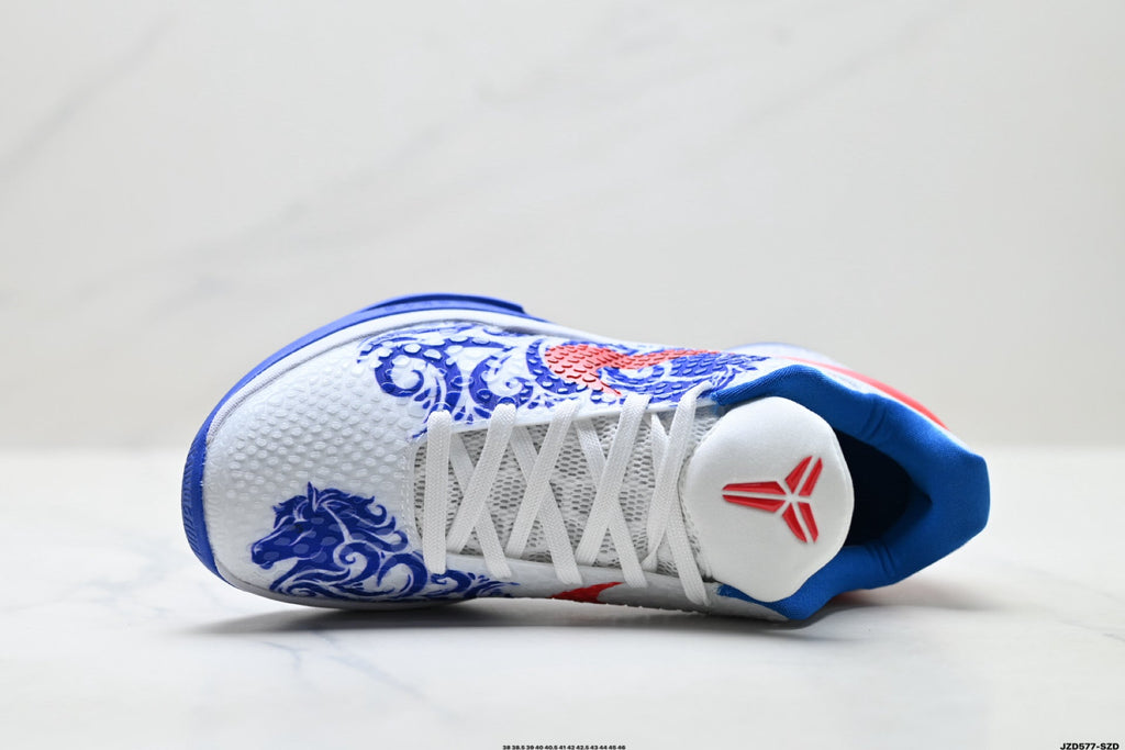 Nike Kobe 6 Protro Low-Top Basketball Shoes – White Blue Red