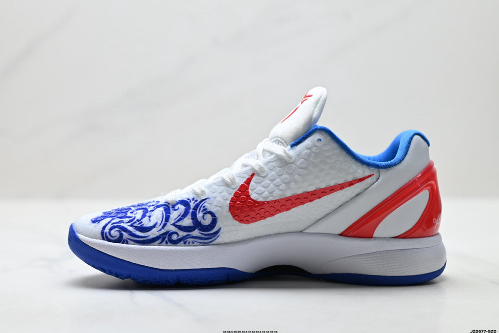 Nike Kobe 6 Protro Low-Top Basketball Shoes – White Blue Red