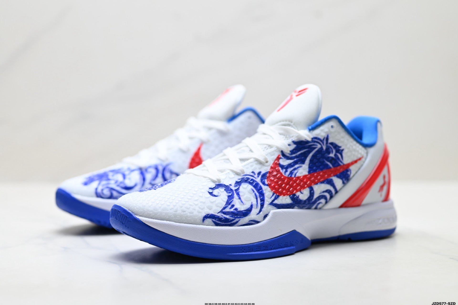 Nike Kobe 6 Protro Low-Top Basketball Shoes – White Blue Red