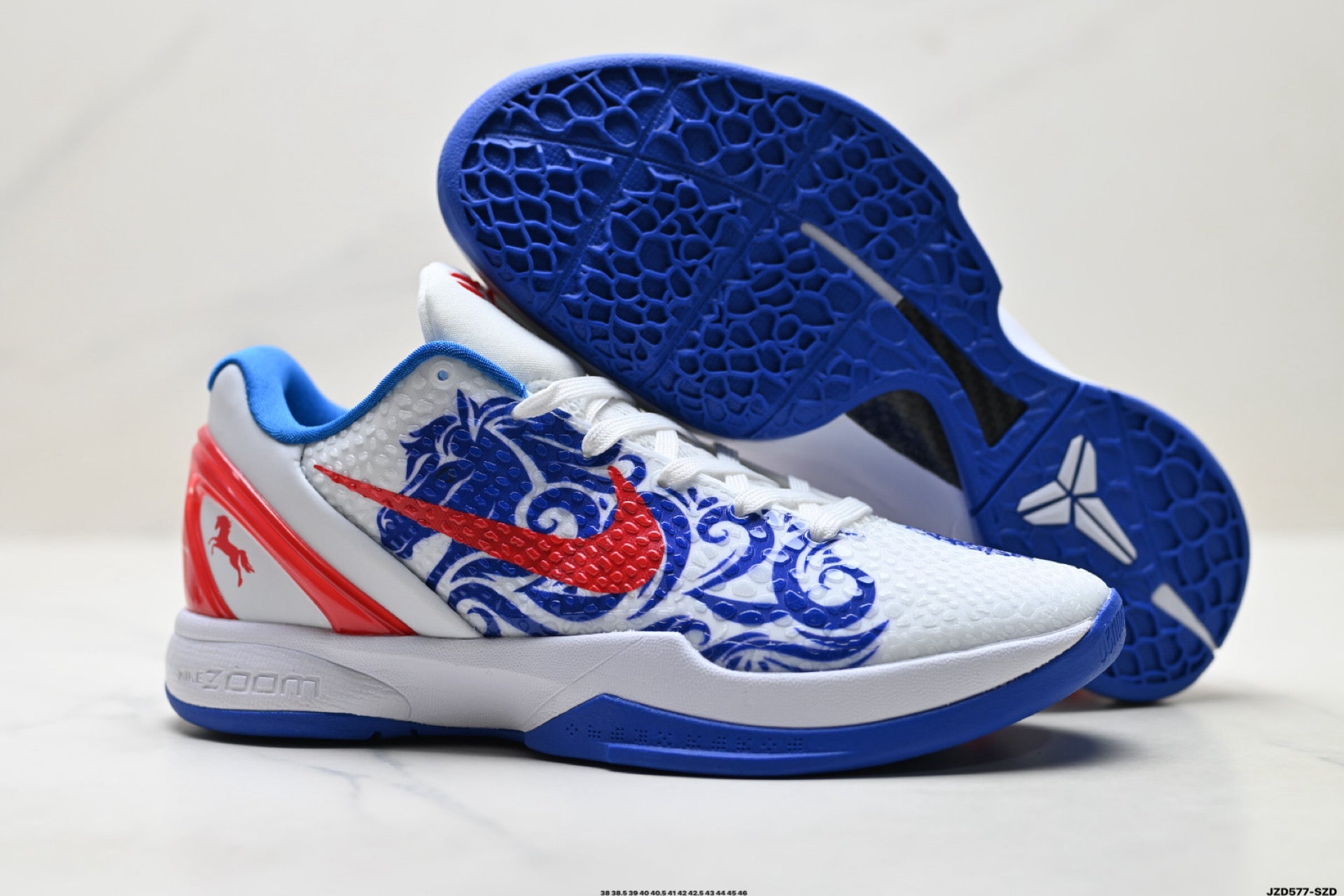 Nike Kobe 6 Protro Low-Top Basketball Shoes – White Blue Red