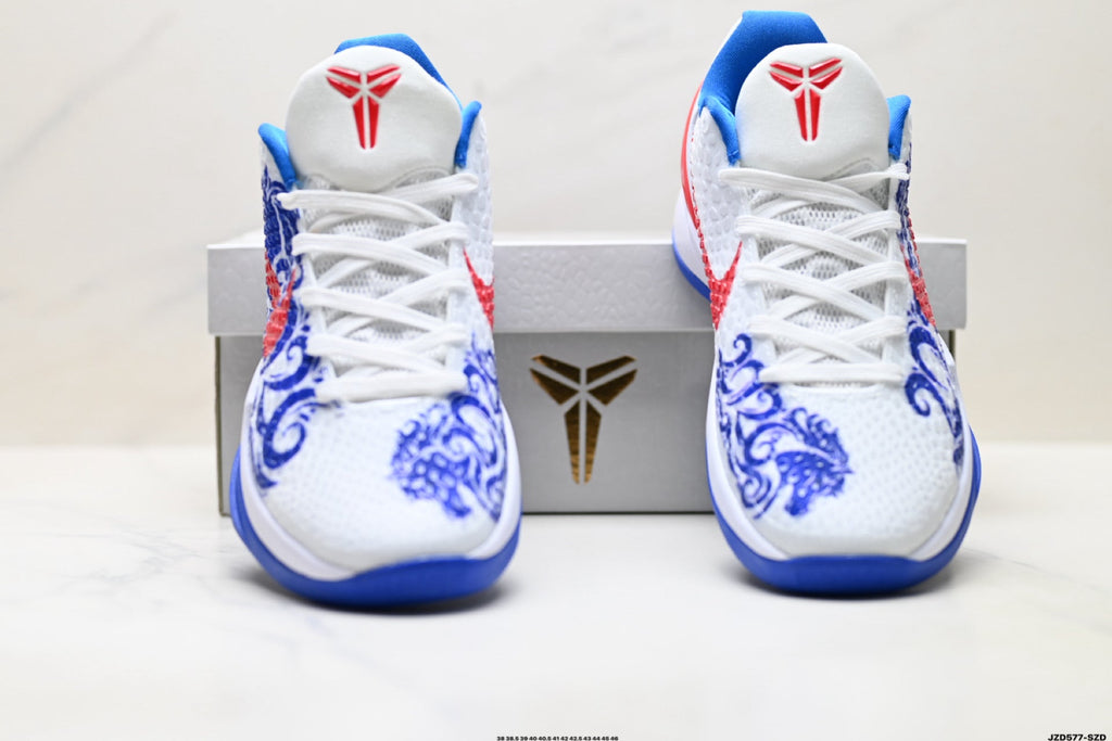 Nike Kobe 6 Protro Low-Top Basketball Shoes – White Blue Red