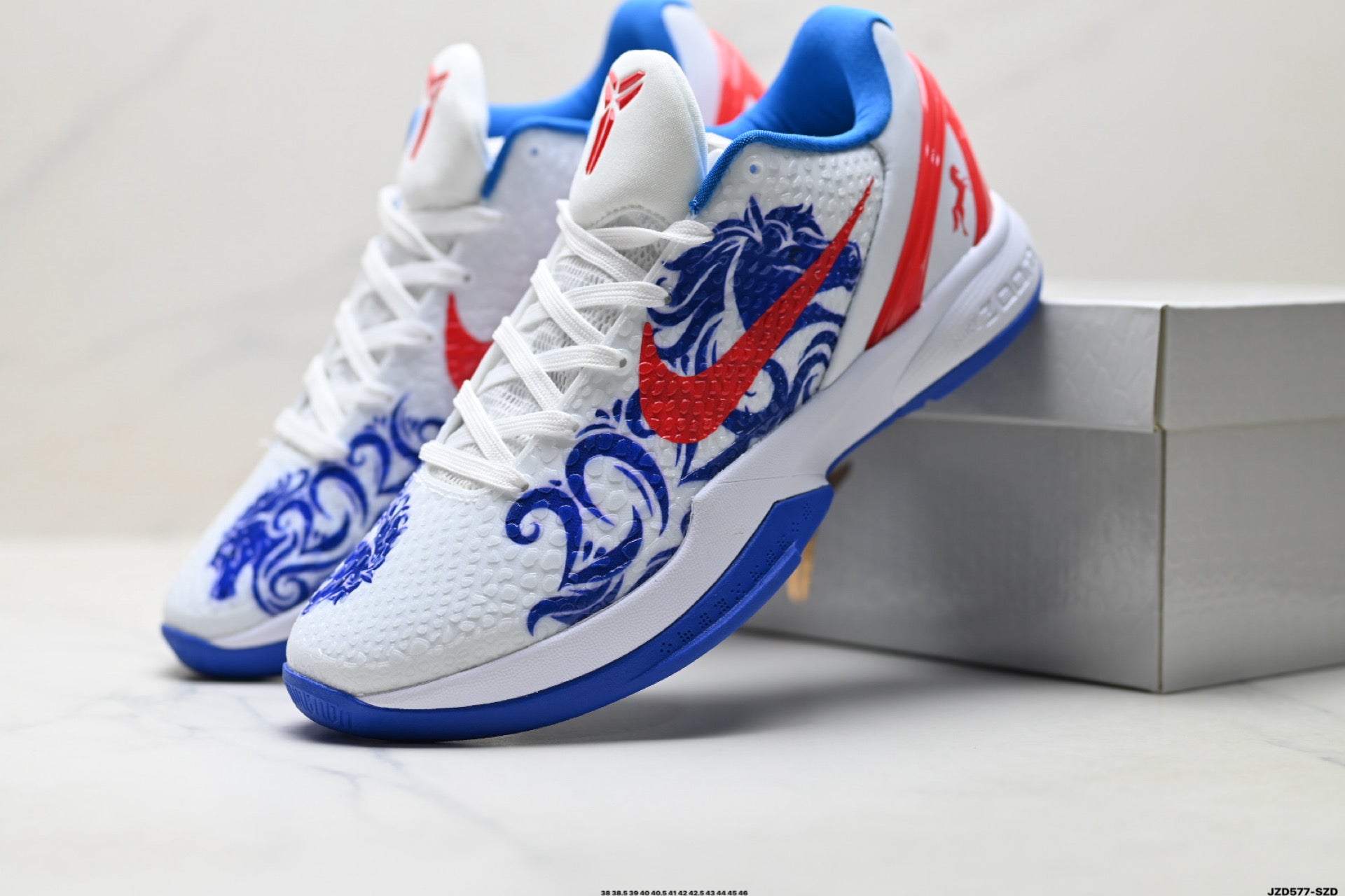 Nike Kobe 6 Protro Low-Top Basketball Shoes – White Blue Red