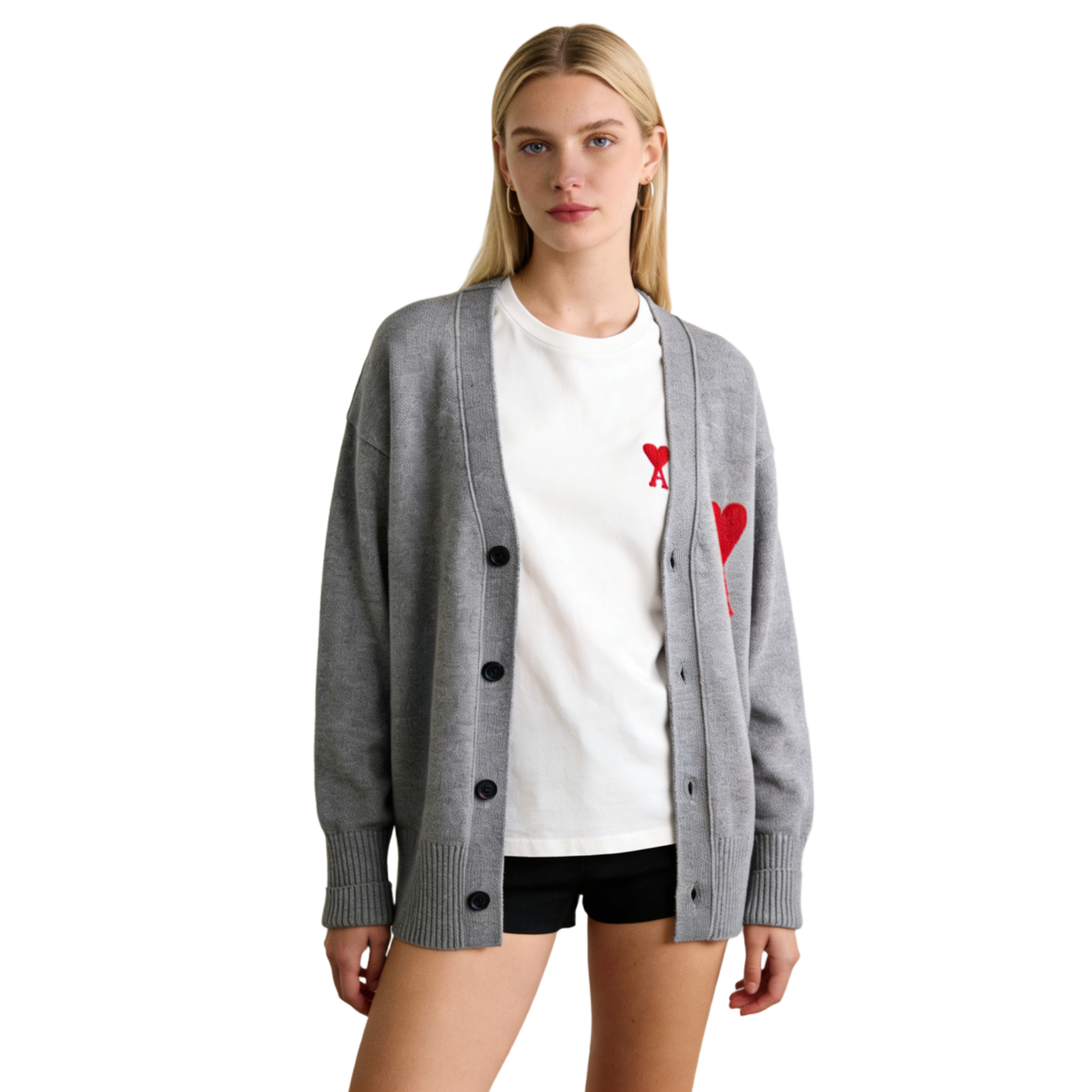 Heart Logo V-Neck Cardigan
