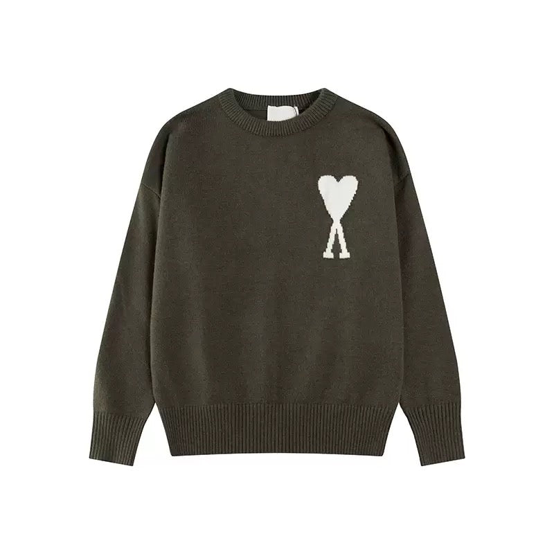 Jacquard Heart Crew Neck Sweater