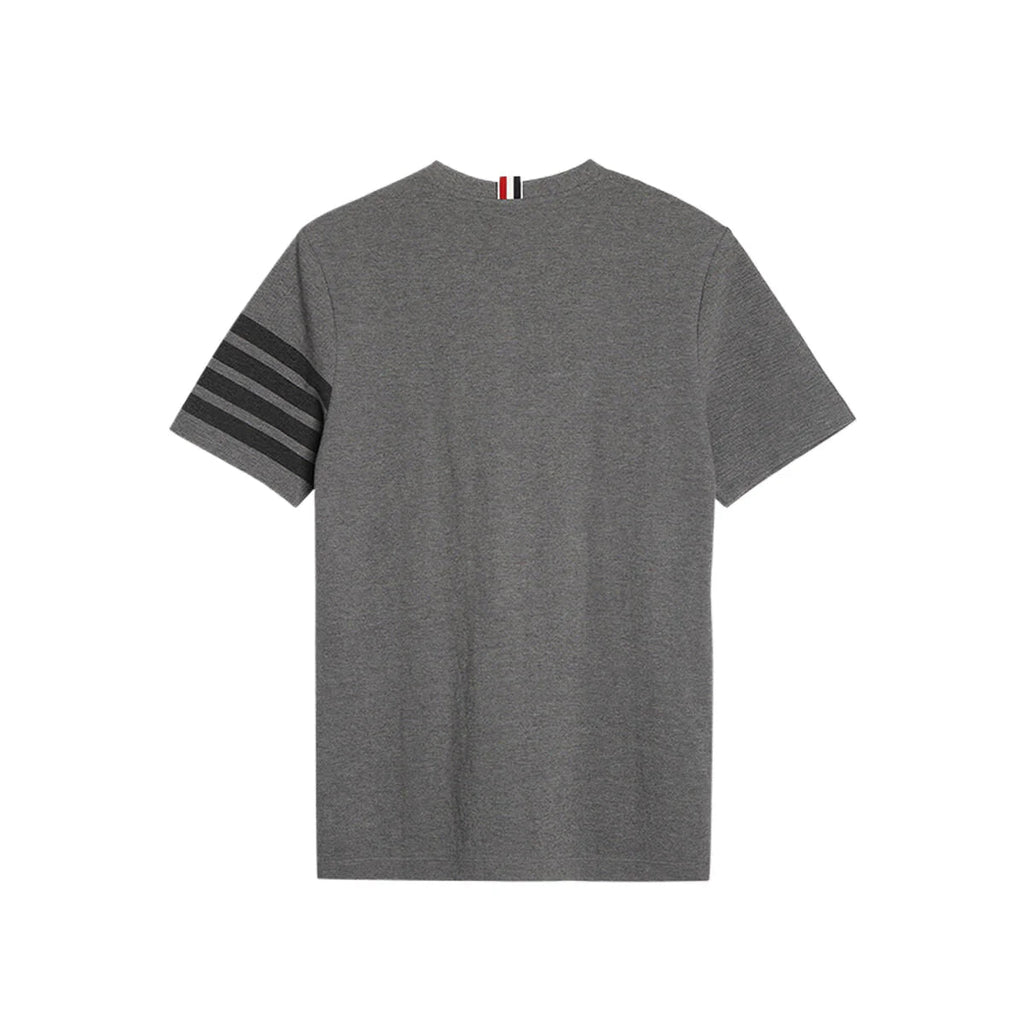 Men's Classic Four-Bar T-Shirt — Grey & Blue by Thom Browne, product detail view