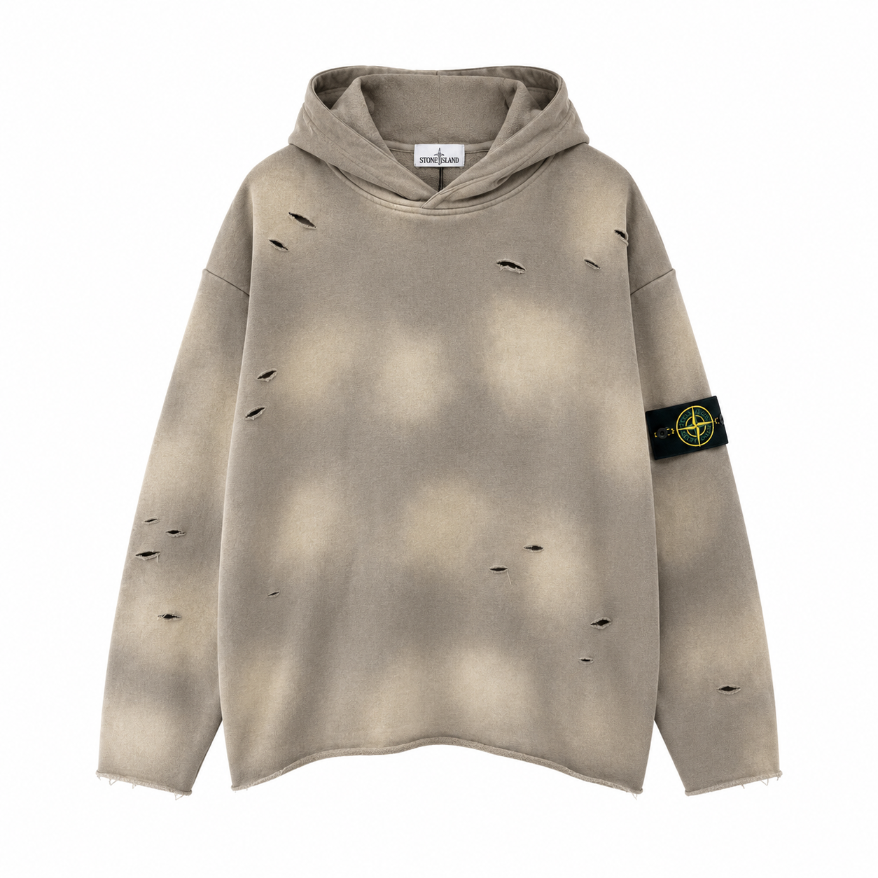 Stone Island 650g Tie-Dye Distressed Pullover Hoodie