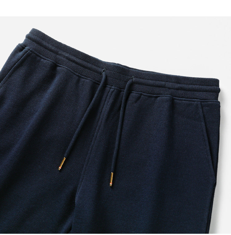 Thom Browne Style Athletic Cotton Shorts with Signature Four-Bar Detail - Image 6