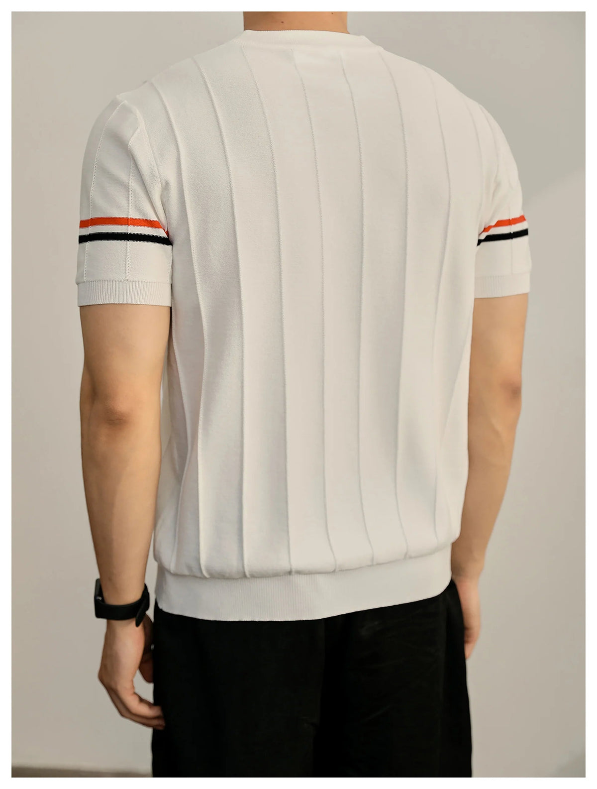 Four-Bar Polo T-Shirt - Men's Classic Button Collar Tee by Thom Browne, product detail view