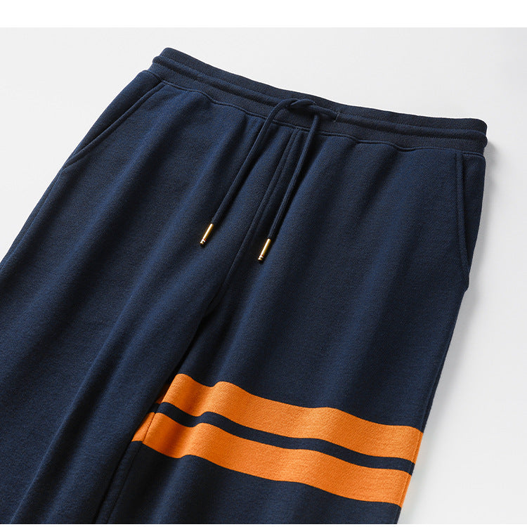 Thom Browne Style Casual Unisex Sweatpants with Signature Four-Bar Detail - Image 5