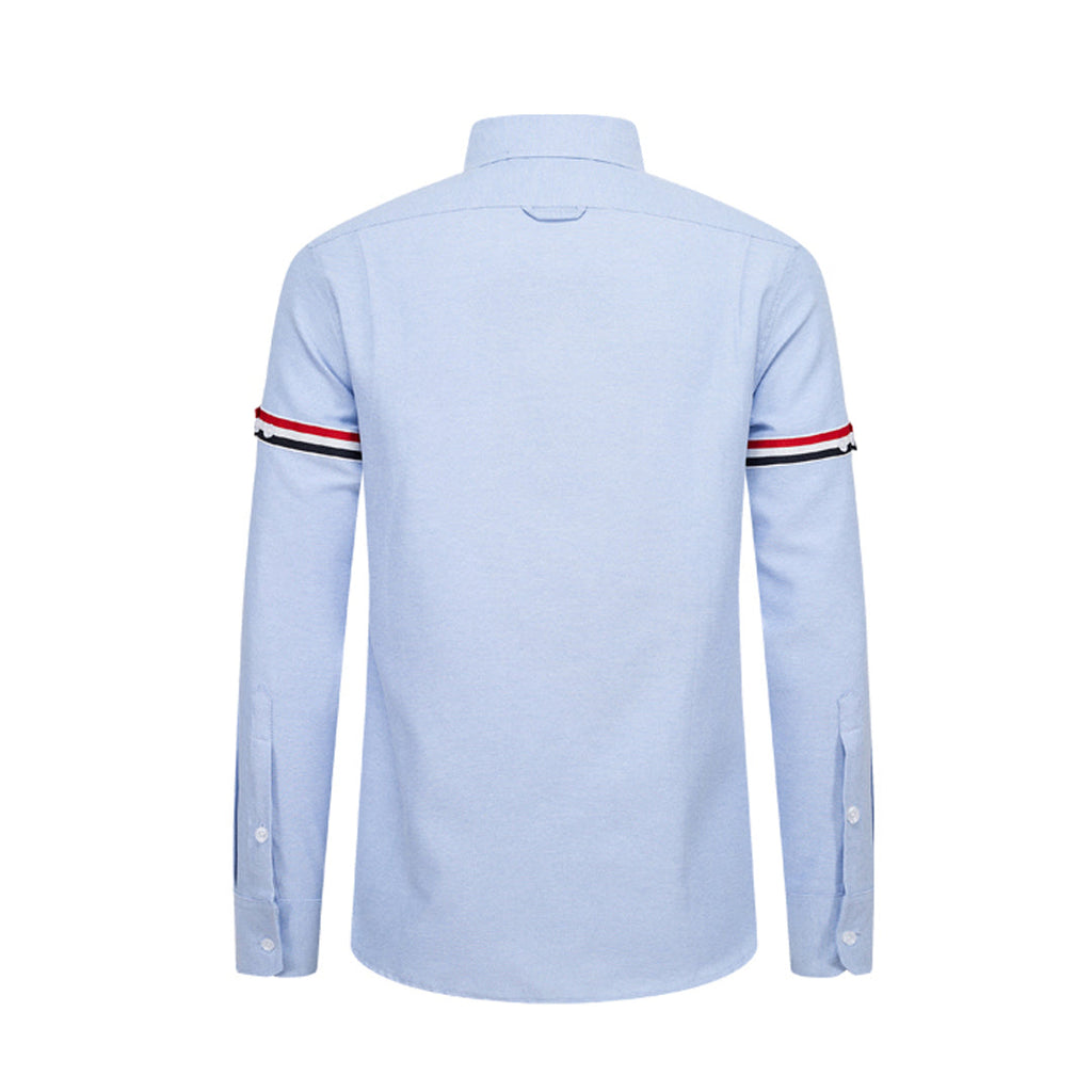 Classic Four-Bar Oxford Dress Shirt by Thom Browne, shirt detail view