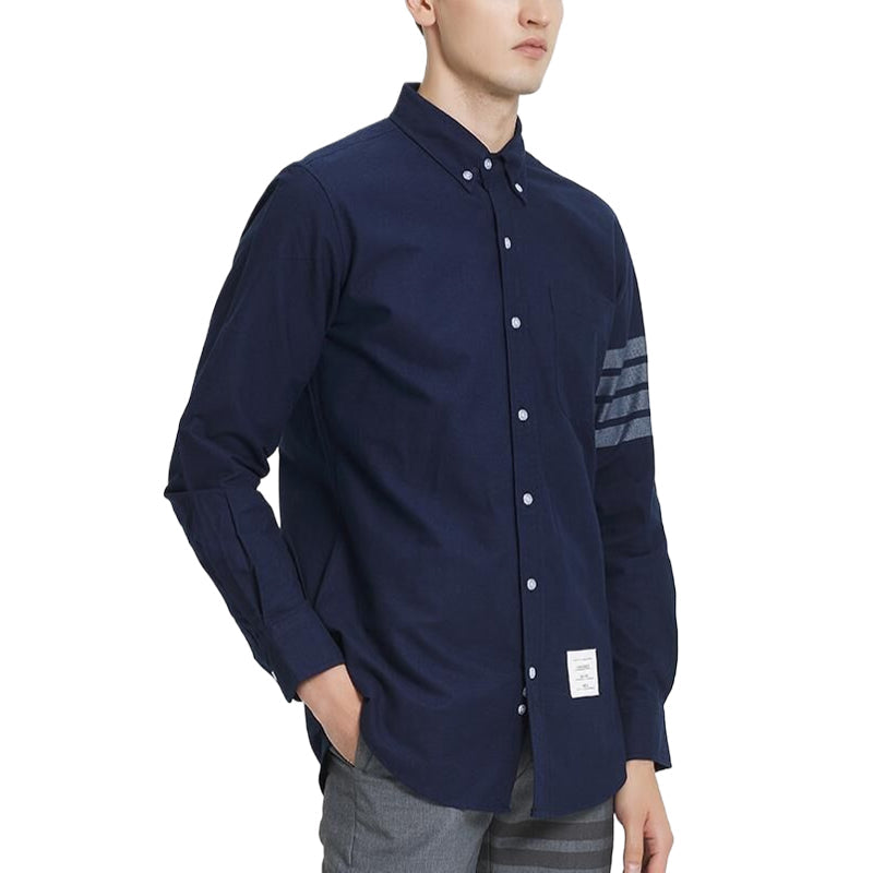 Men's Classic Four-Bar Oxford Shirt - 100% Cotton Premium by Thom Browne, shirt detail view