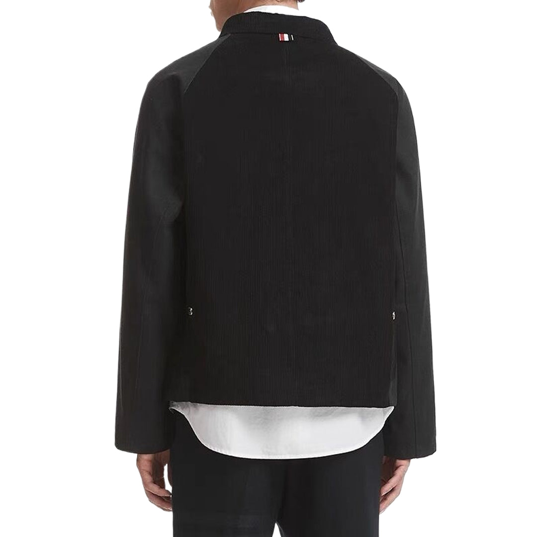 4 - Bar Utility Pocket Jacket with Signature Grosgrain Detail by Thom Browne, outerwear detail view