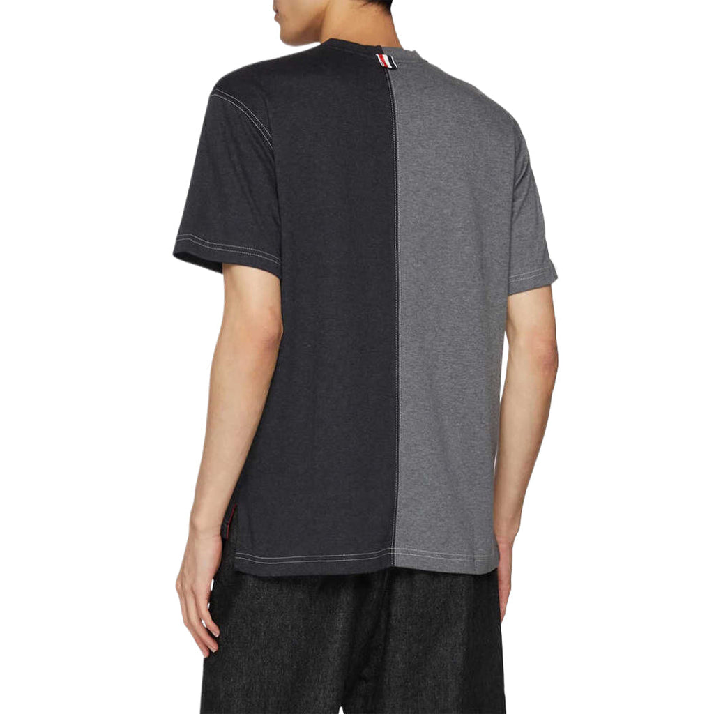 Classic Four-Bar T-Shirt with Button Side Vents - Premium Cotton by Thom Browne, product detail view
