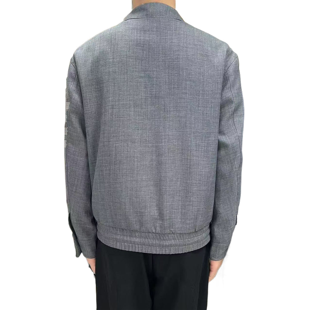 Men's 4 - Bar Casual Jacket with Signature Grosgrain Detail by Thom Browne, outerwear detail view