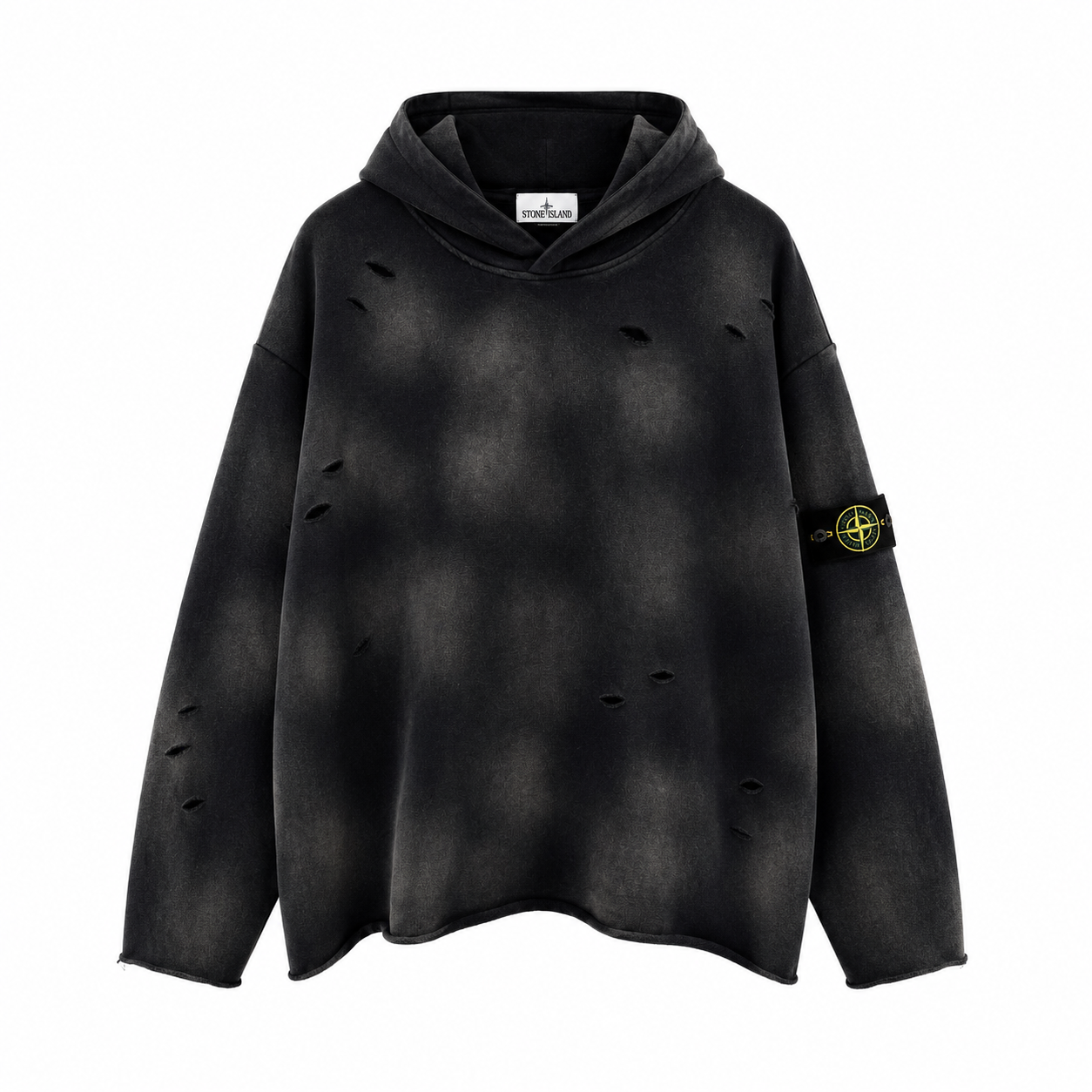 Stone Island 650g Tie-Dye Distressed Pullover Hoodie