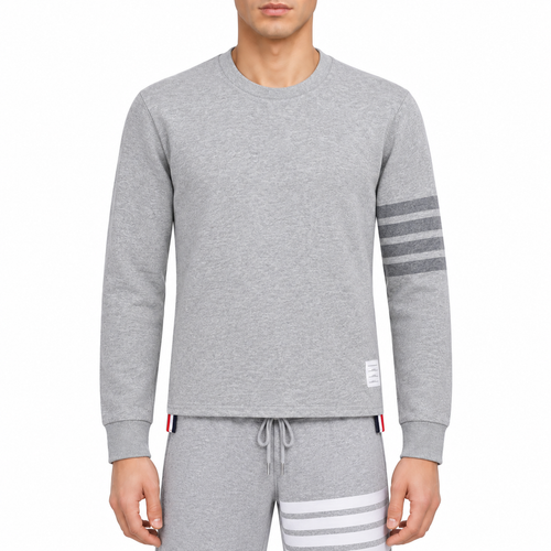 4 - Bar Puppy Embroidered Long Sleeve T - Shirt - Premium Cotton Tee by Thom Browne, modeled on a pure white background