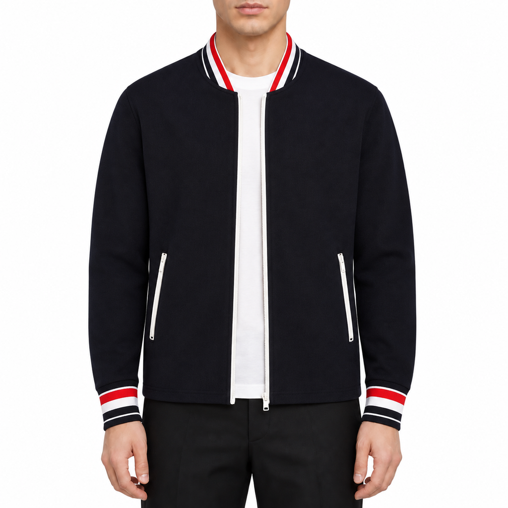 Unisex sweatshirt by Thom Browne, modeled on a pure white background