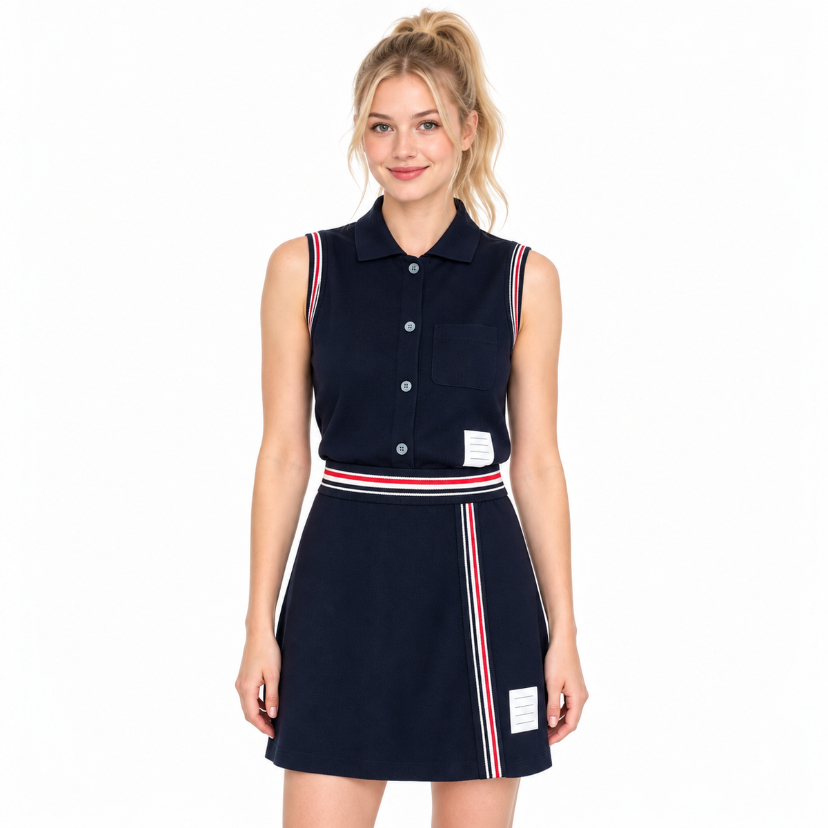 New Sleeveless Lapel Cardigan Vest - Model Main Image