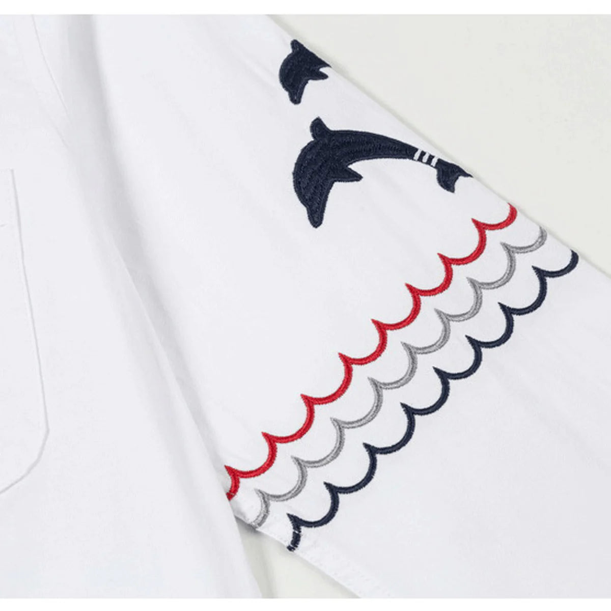 Men's Embroidered Shirt by Thom Browne, shirt detail view