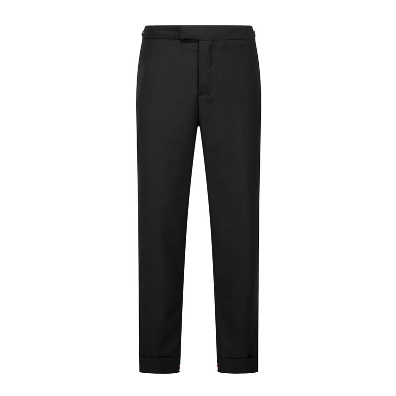 Thom Browne Style Cropped Pants with Signature Four-Bar Detail - Image 4