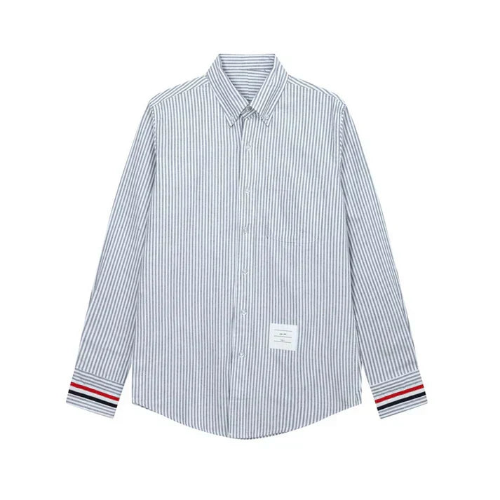 Men's Classic Oxford Shirt — Blue & Grey by Thom Browne, shirt detail view