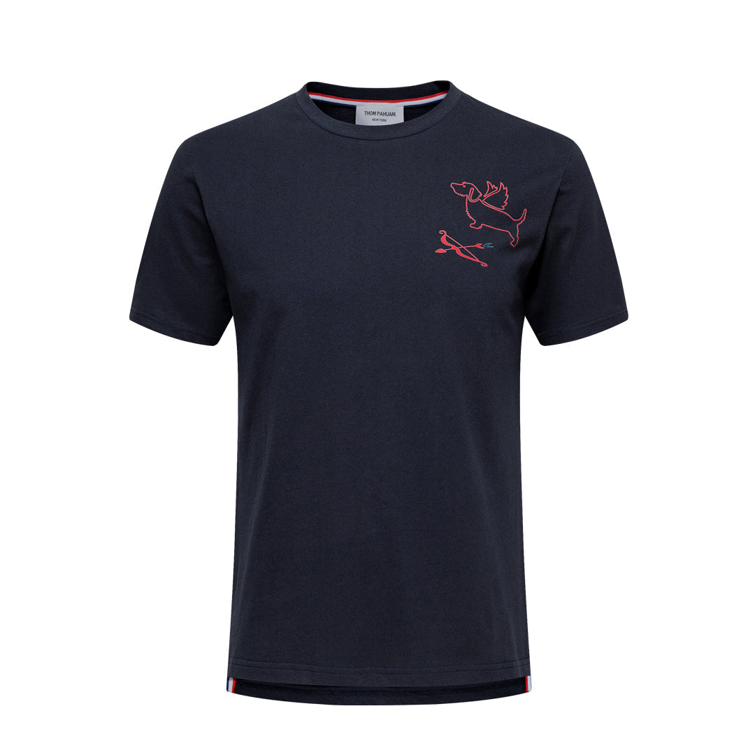 Men's Classic Four-Bar Puppy Dog T-Shirt - 100% Cotton Made in Japan by Thom Browne, product detail view