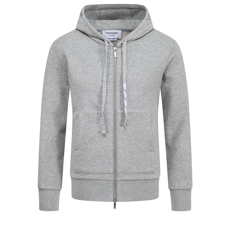 4 - Bar Embroidered Sports Hoodie - Premium Athletic Zip - Up by Thom Browne, garment detail view