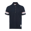 Men's Casual Polo Shirt — Blue & White by Thom Browne, product detail view