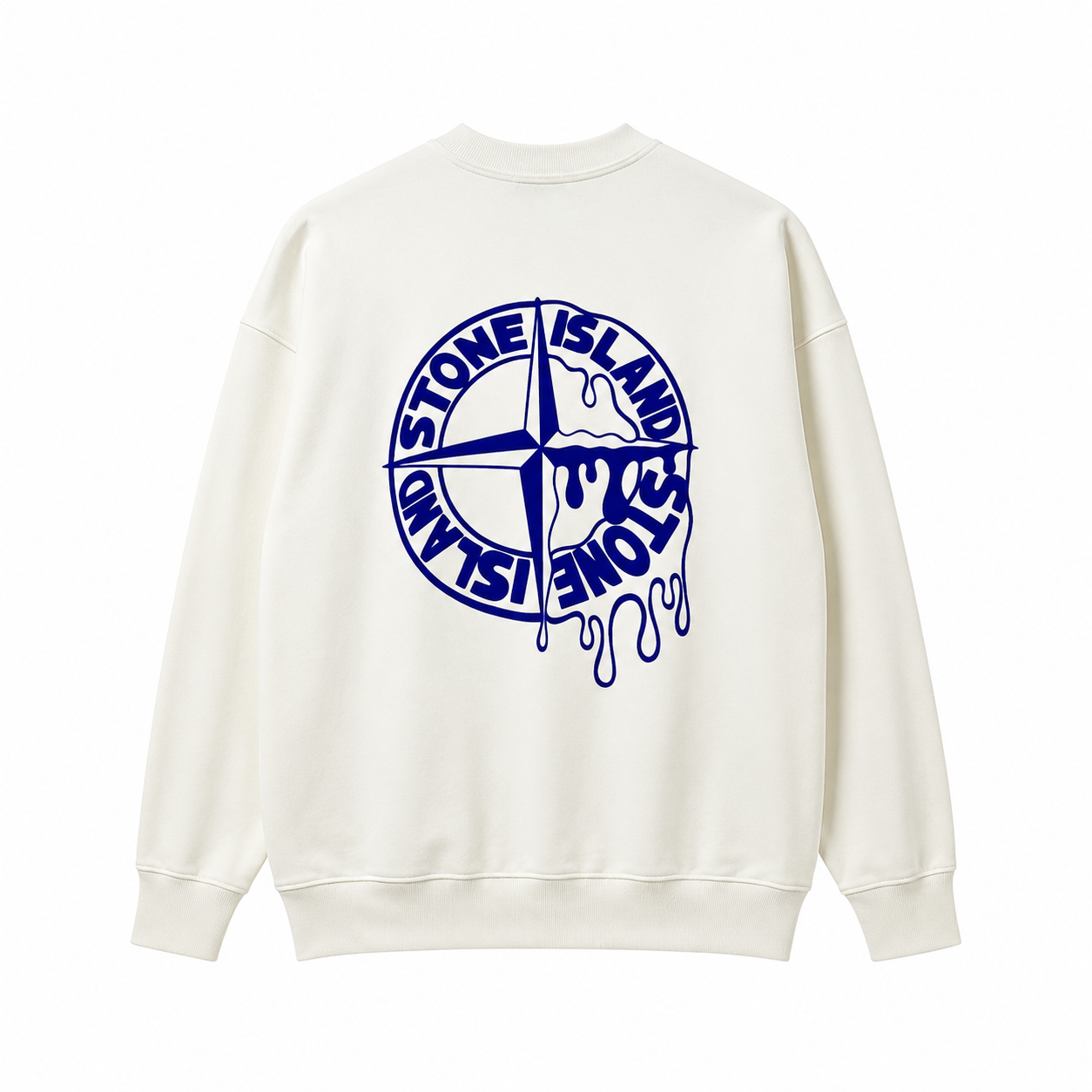 Stone Island Letter Graphic Flocked Terry Crewneck Sweatshirt