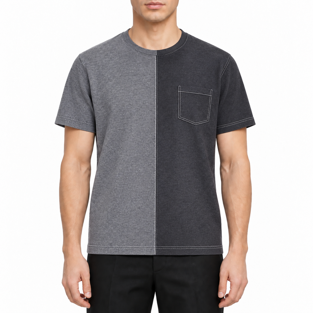 Classic Four-Bar T-Shirt with Button Side Vents - Premium Cotton by Thom Browne, modeled on a pure white background