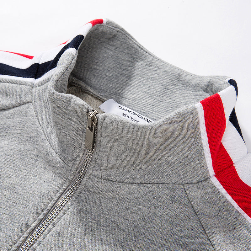 Zip - Up Sweatshirt - Premium Crew Neck Pullover by Thom Browne, garment detail view