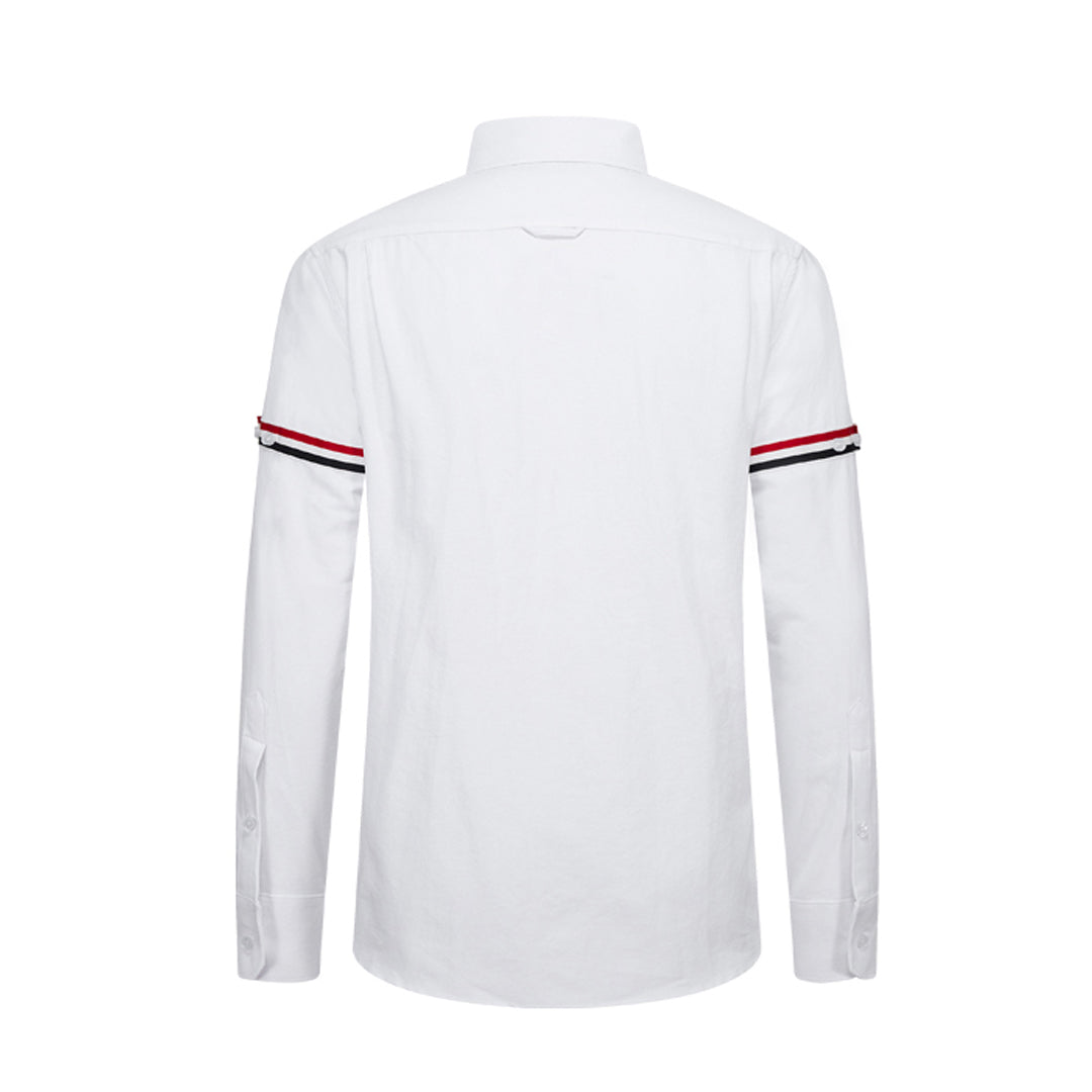 Classic Four-Bar Oxford Dress Shirt by Thom Browne, shirt detail view