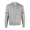 Rainbow Stripe Hoodie - Premium Athletic Zip - Up by Thom Browne, garment detail view