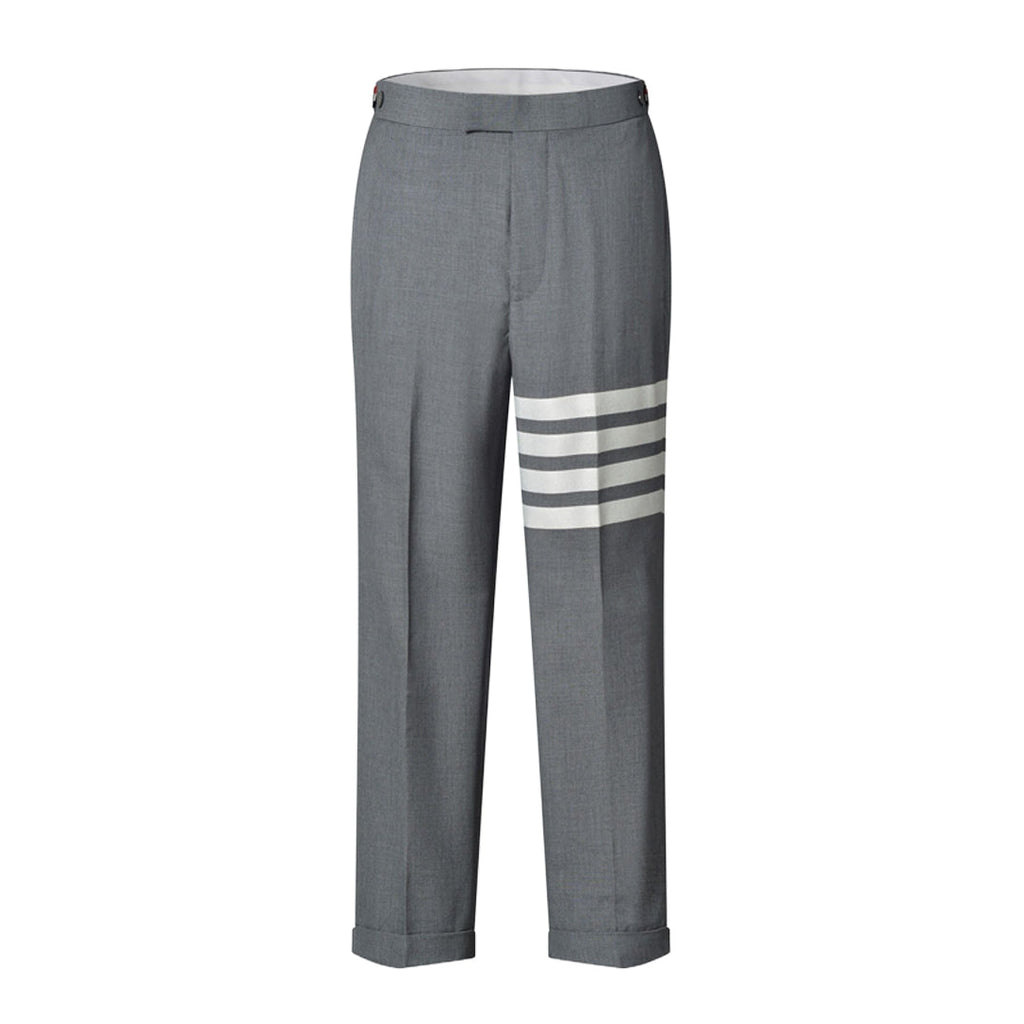 Thom Browne Style Cropped Pants with Signature Four-Bar Detail - Image 6
