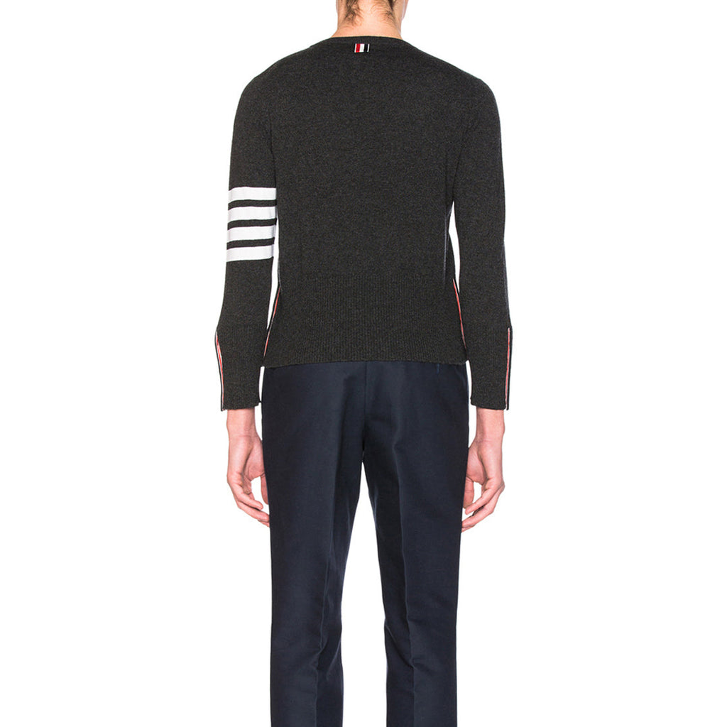 Classic Four-Bar Couples Wool Sweater - 100% Cotton Made in Japan by Thom Browne, knitwear detail view