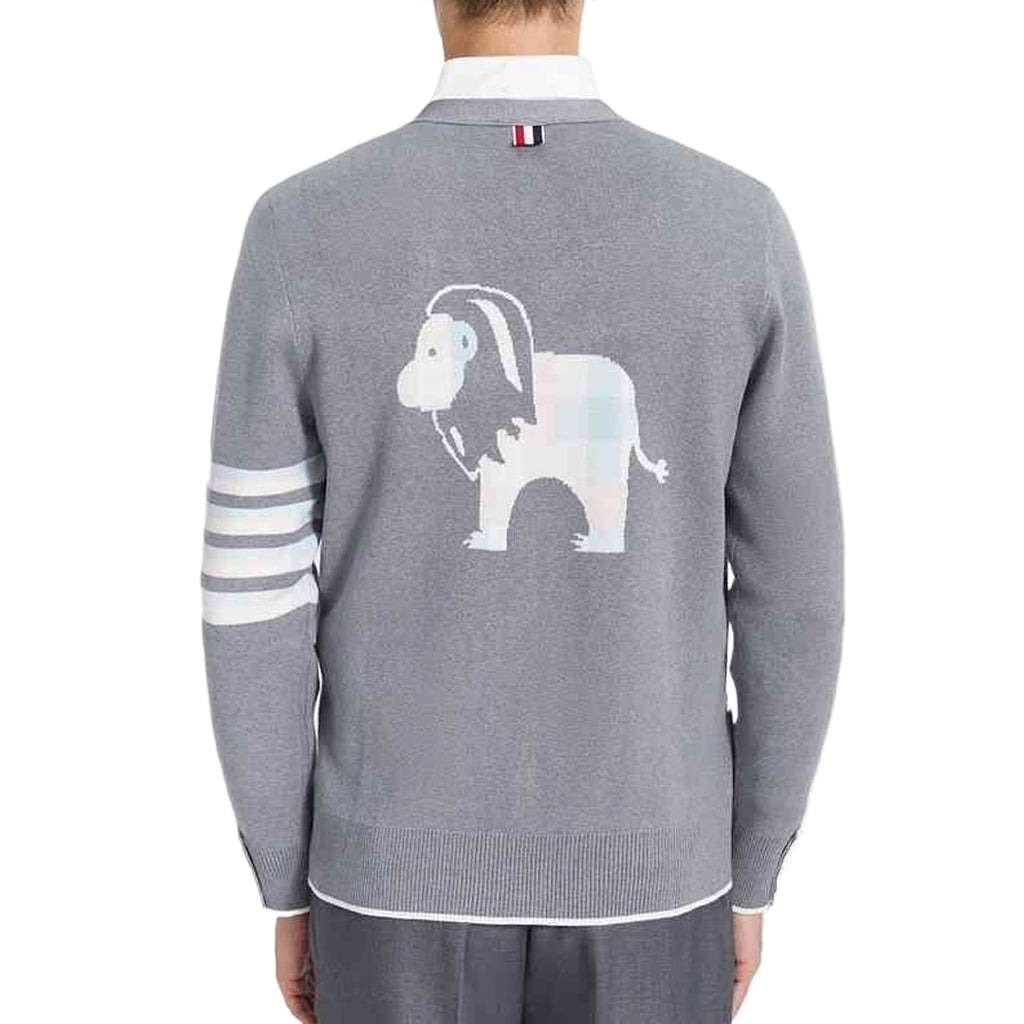 Classic Four-Bar Animal Sweater - 100% Cotton Made in Japan by Thom Browne, knitwear detail view