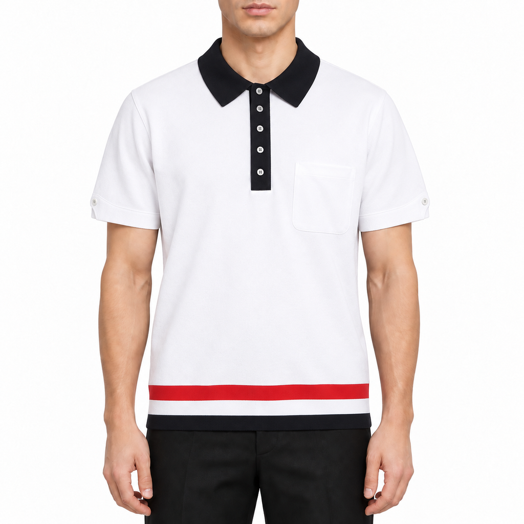 Classic Wool T-Shirt by Thom Browne, modeled on a pure white background