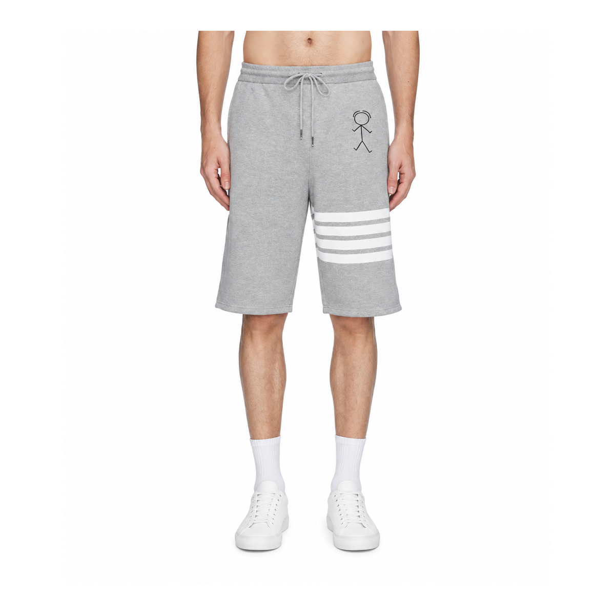 Thom Browne Style Unisex Casual Sweatpants with Signature Four-Bar Detail - Main Image