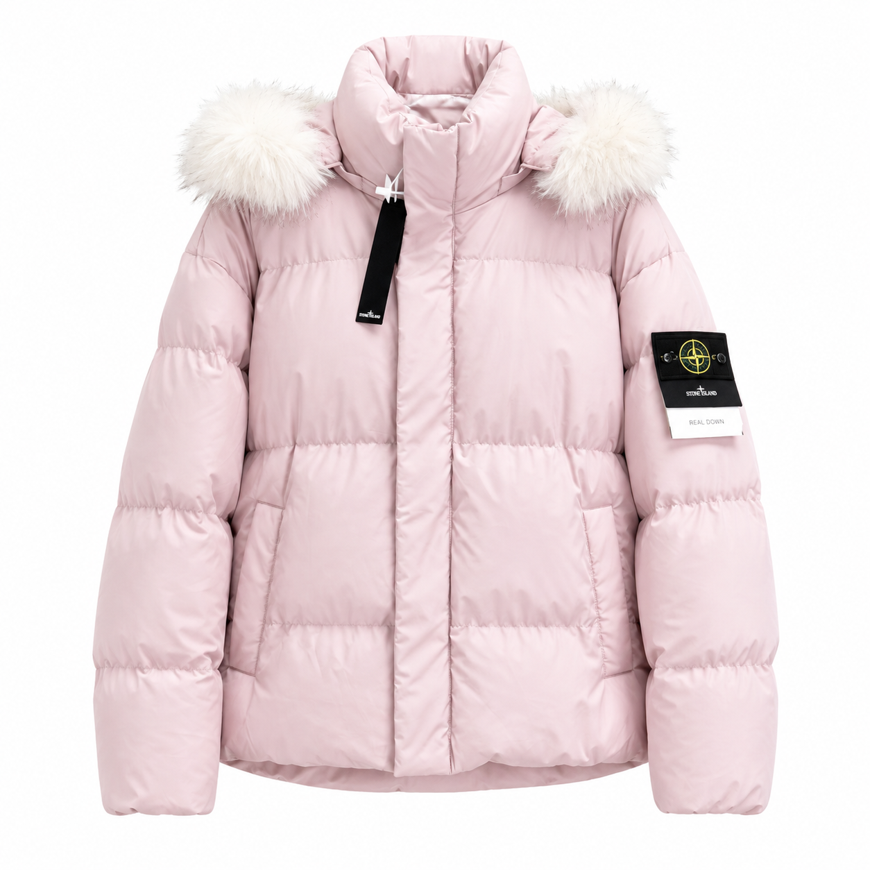 Stone Island PU Shell Detachable Fur-Collar Padded Jacket